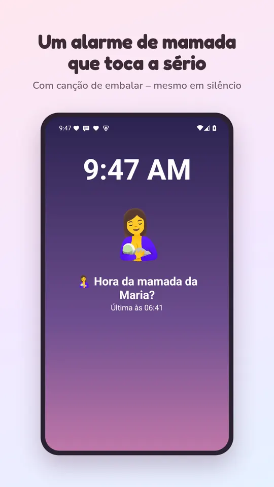 Alarme de mamada em ecrã inteiro